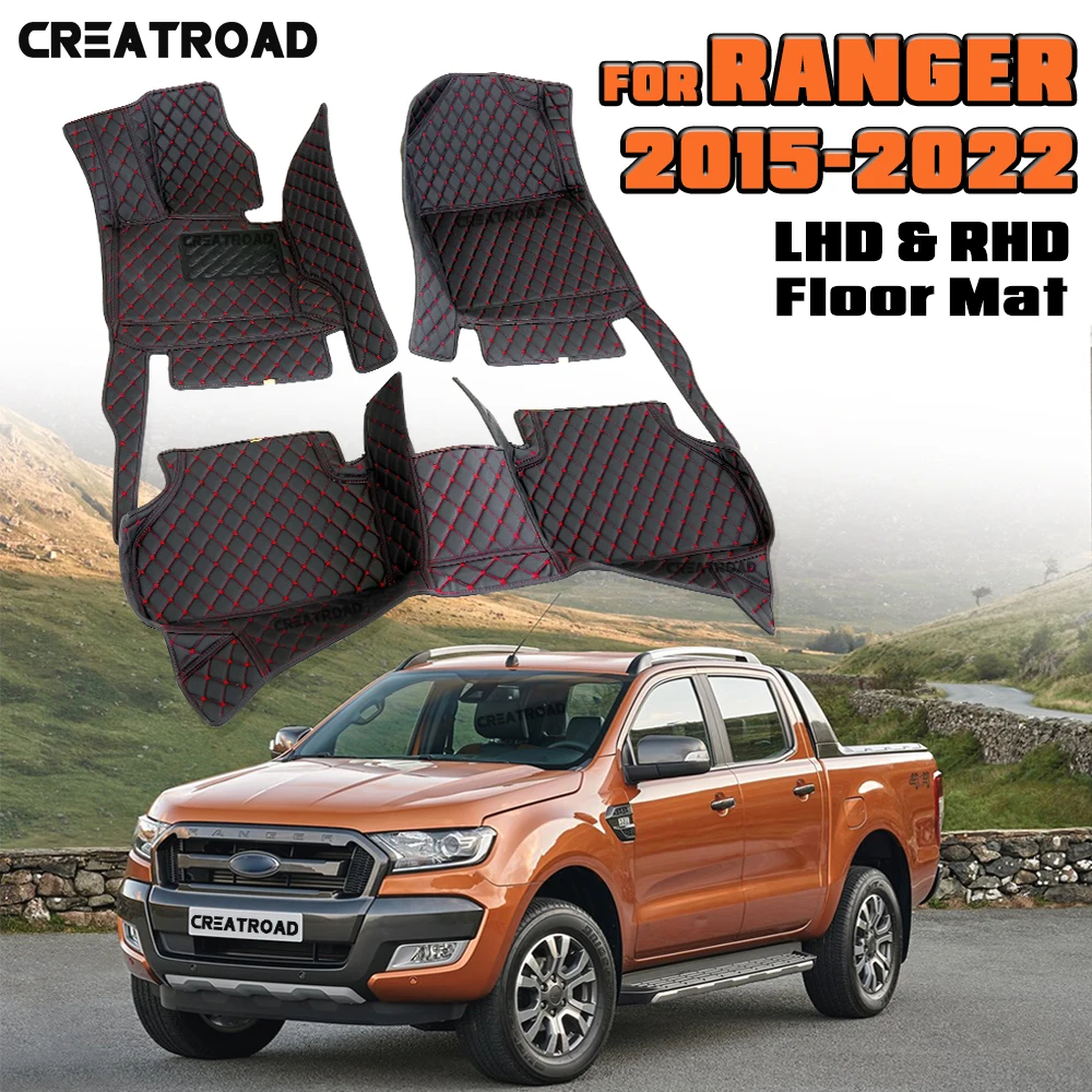 

Car Floor Mats For Ford Ranger 2015 2016 2017 2018 2019 2020 2021 2022 Custom auto automobile carpet cover interior accessories