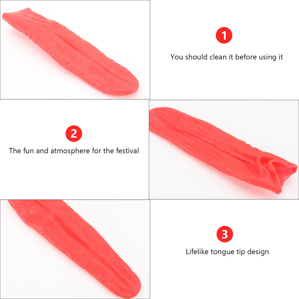 Accesorios de lengua larga roja, materiales Premium, lenguas falsas, demonio, broma divertida, vinilo, 2 uds.