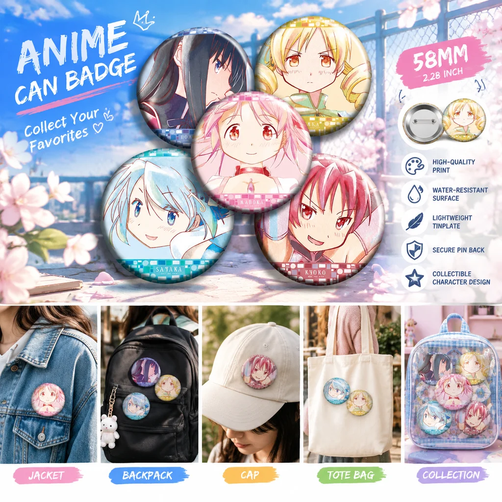 Puella Magi Madoka Magica New Anime Badge Brooch Pin Button Can Badge Anime Merchandise Gift Poster Pendant for Fans Collectible