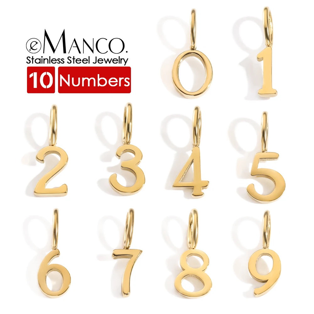 EManco-abalorios de números de acero inoxidable, elementos numéricos de estilo minimalista, fabricación de collares, pulseras, joyería