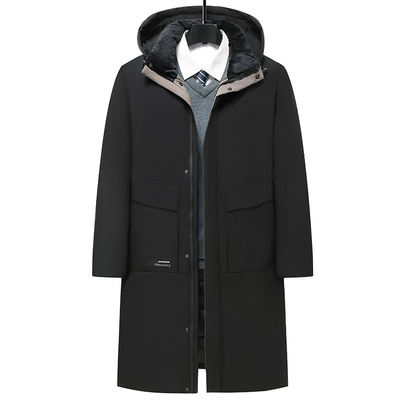 

Roupas Masculinas Long Parkas With Hood Fashion Casual Style Thickened Warm High Quality Solid Color Comfortable Men Clothing