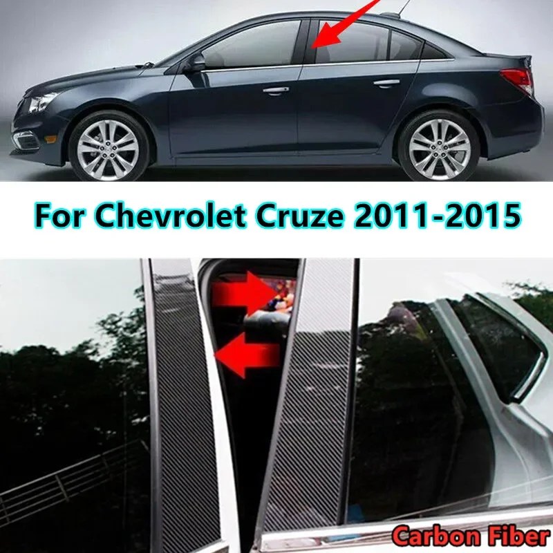 

10pcs Carbon Fiber Window Pillar Post Door Trim Cover For Chevrolet Cruze 2011 2012 2013 2014 2015