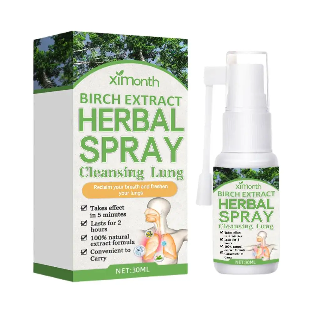 Spray de limpieza de pulmones a base de hierbas, potente soporte para pulmones, limpieza de la inflamación, alivia el dolor Herbal, deja de fumar, garganta de 30ml