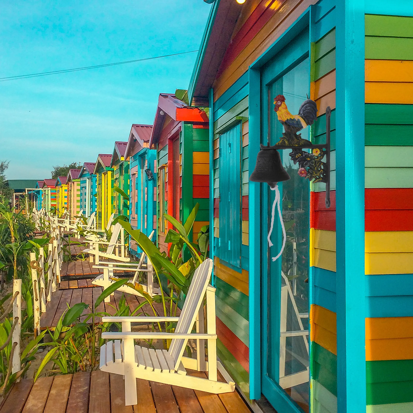 

1pcs Metal Rooster Door Bell Iron Wall Bell Rustic Outdoor Decor Garden Entrance Chime Housewarming Gift Retro Ornament