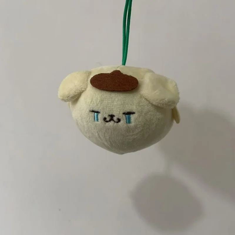 Kawaii Sanrio Pom Pom Purin Plush จี้อะนิเมะการ์ตูนร้องไห้ Expression ตุ๊กตาพวงกุญแจตุ๊กตาของเล่นกระเป๋าเป้สะพายหลังตกแต่งของขวัญ