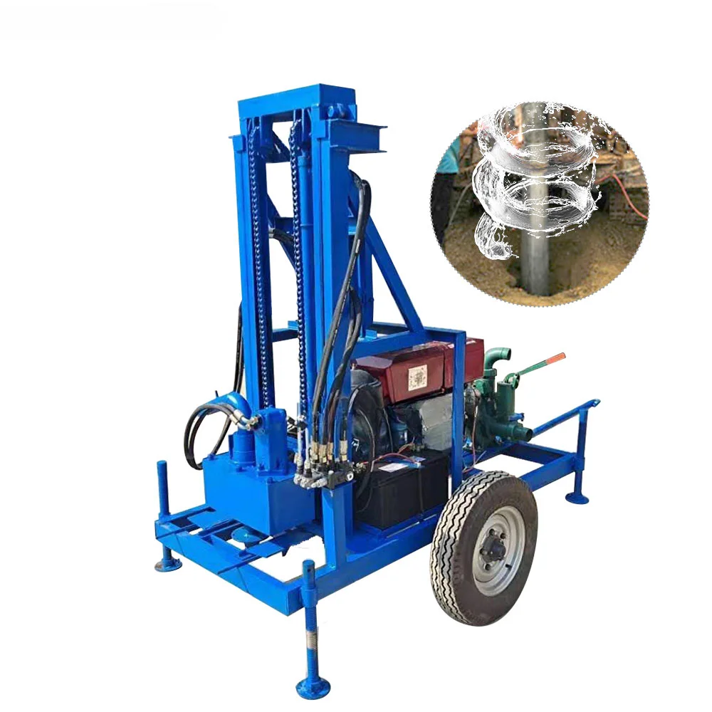 22HP Diesel Deep Water Well Drilling Machines Pdc Drilling Rod Small Tube Water Bore Well Drilling Machine for Soli Rock 80m