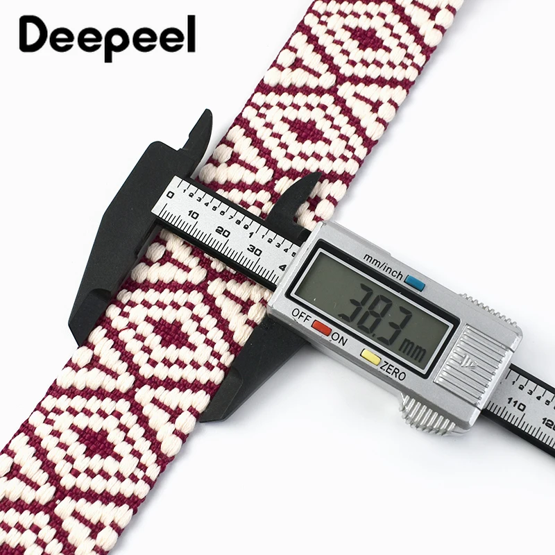2-10M 38mm Ethnic Cotton Webbing Jacquard Ribbon Tapes for Luggage Bag Strap Clothes Sewing Decorative Lace Trim DIY Accessories