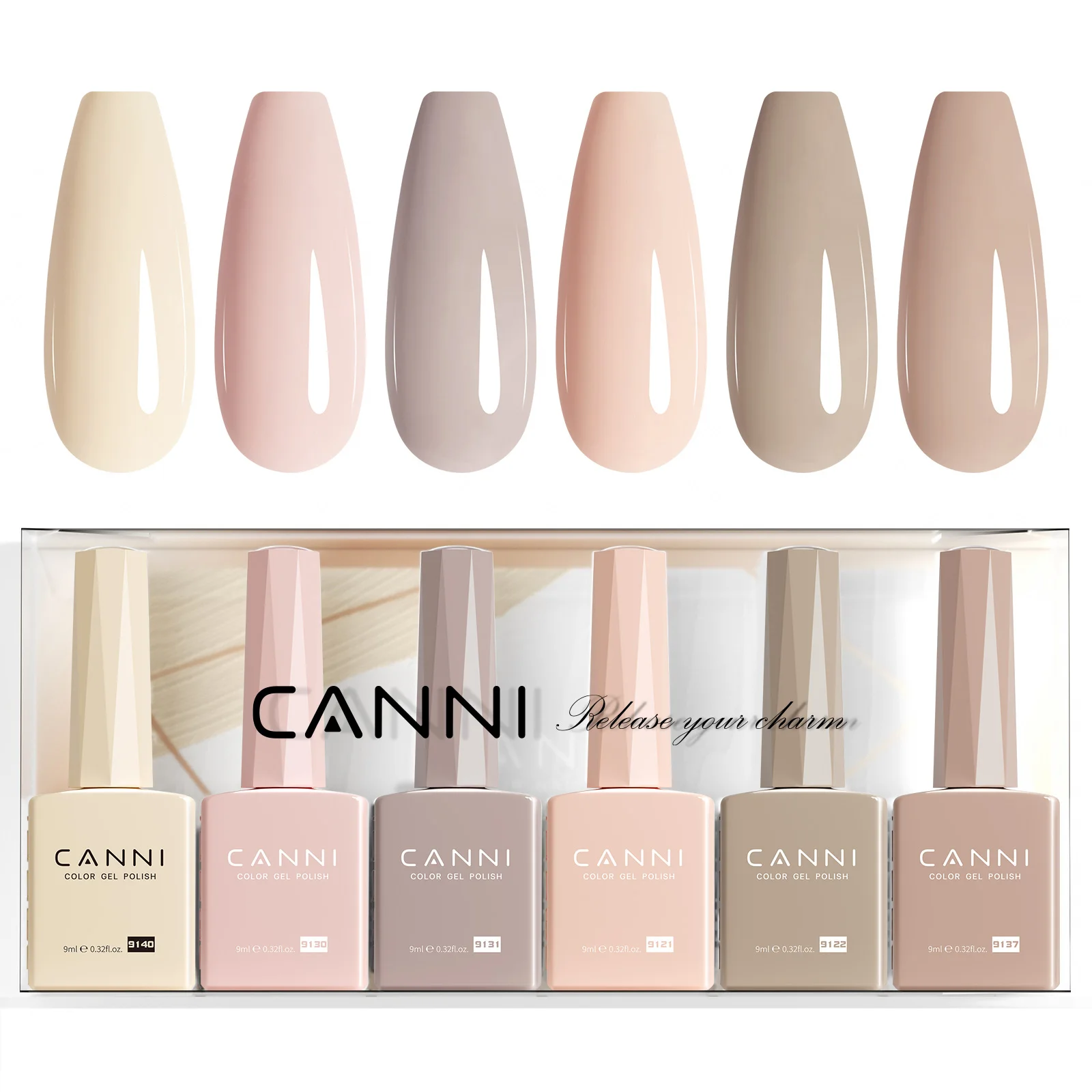 9ml*6 Stück CANNI TPO-FREIES Nagel-Gel-Lack-Set Nude Pink Farbe Soak-Off UV LED Gel Semi-Permanent Langanhaltende Maniküre DIY Gel-Set – Detail 3