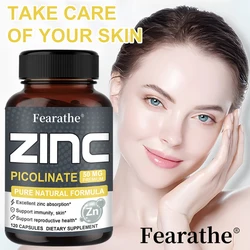 Fearathe Zinc Picolinate Capsules - Helps Skin, Nails, Hair, Energy, Immunity, Promotes Overall Health, Anti-Aging Superfood