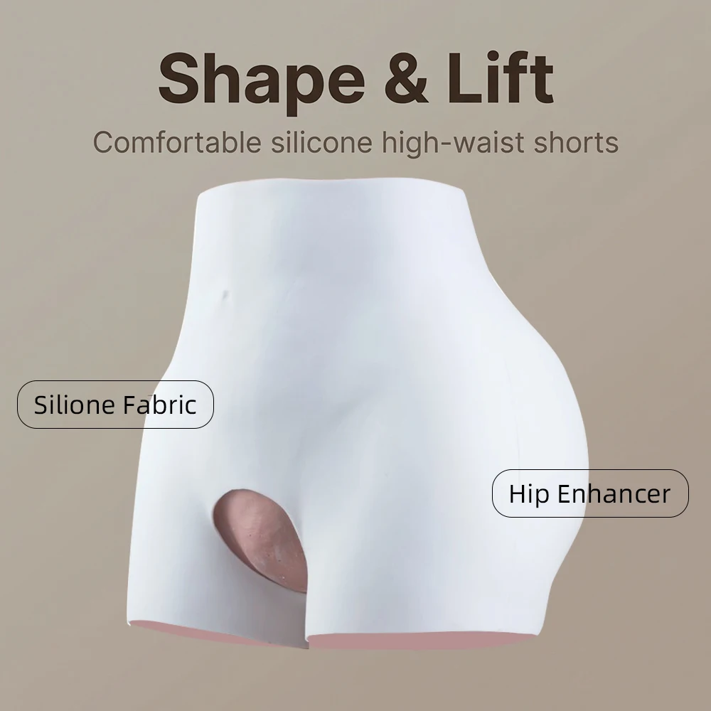 Women Silicone Butt Enhancer Pants Crotchless Open Crotch Push Up Fake Butt Shaping Underwear Hip Pads Lifting Thickening Panty