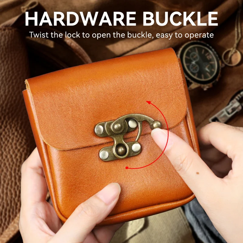 Soft Cowhide Small Waist Bag Genuine Leather Belt Pack Sheath Wallet Card Holder Car Key Case House Key Pouch view 4