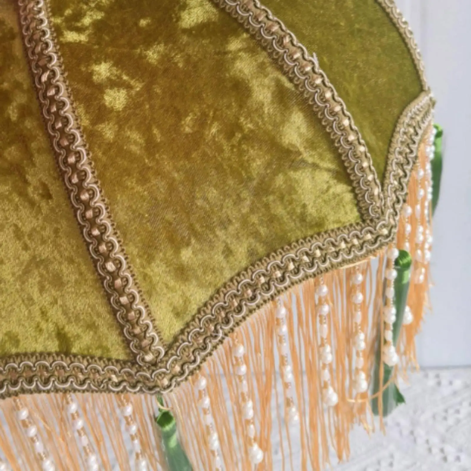 Velvet Tassel Lampshade Textured Fabric Classic Lamp Shade for Table Lamp Enhancement Vintage Home Decoration