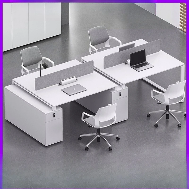 Office desk and chair combination simple modern office furniture white 2/4/6 staff desk office screen workstation