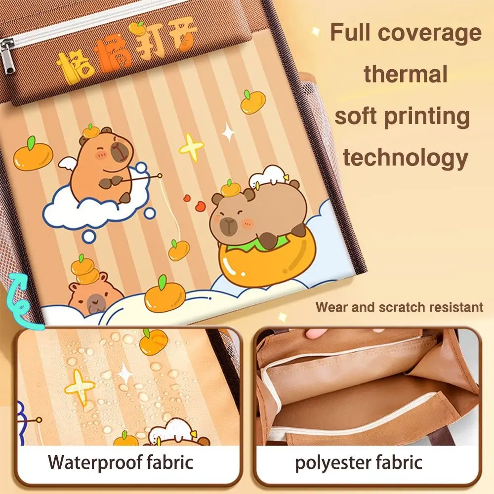 Cartoon Large-capacity Tote School Bag Five-layer Capybara Tutorial Bag Canvas Art Storage Bag Learning supplies