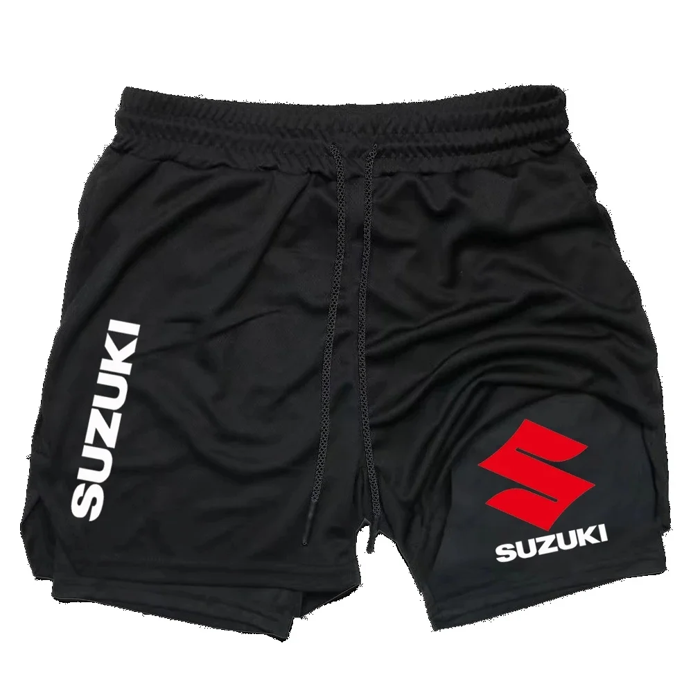 SUZUKI nouveaux Shorts hommes 2 en 1 course formation Shorts de gymnastique Fitness Joggers Jogging été Shorts de sport entraînement pantalons courts