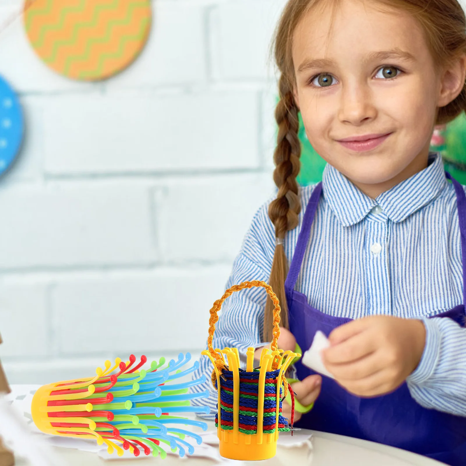 1 مجموعة DIY سلة النسيج كيت الأطفال التعليمية اليدوية زهرية سهلة التشغيل تطوير الخيال القدرة المعرفية في وقت مبكر
