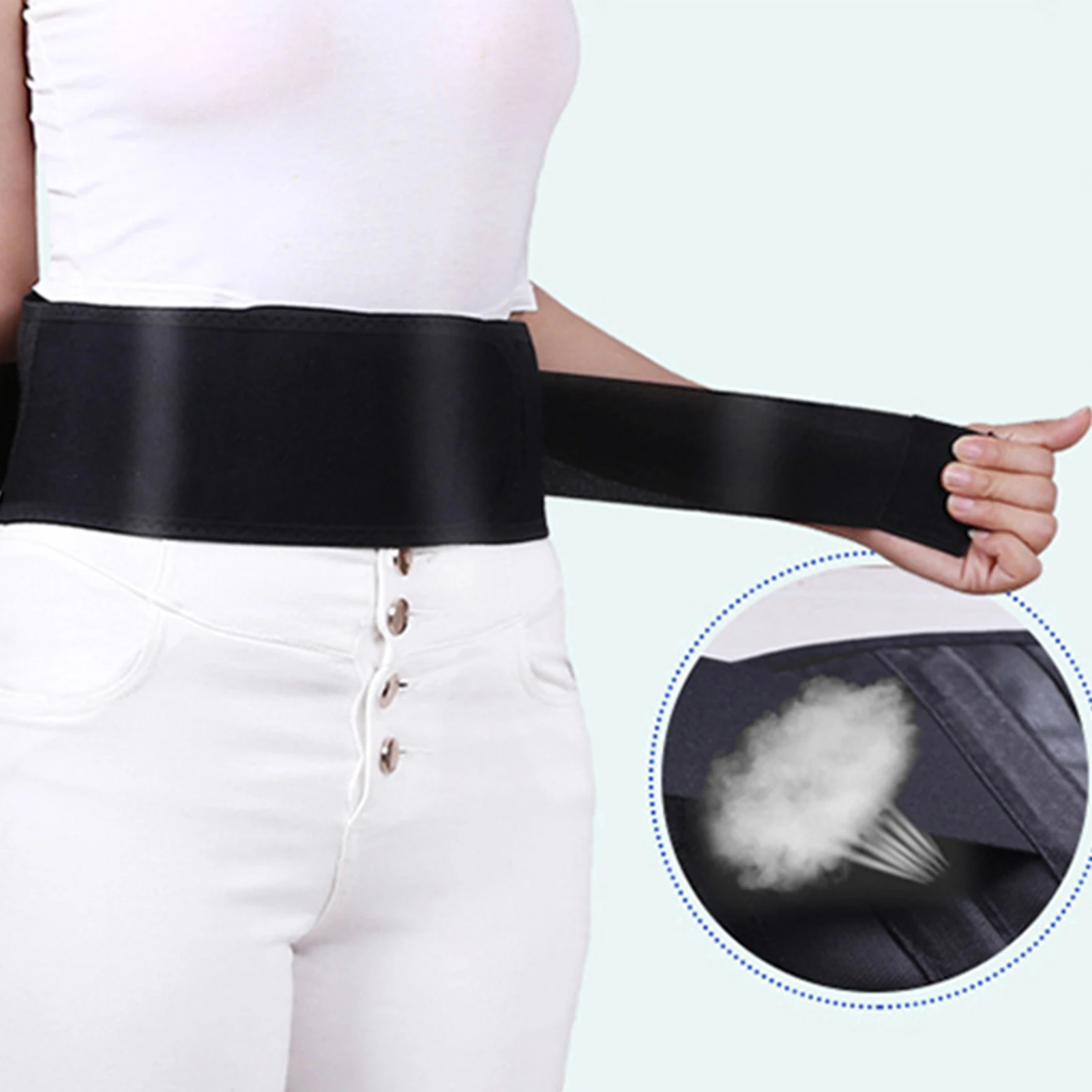 Self Heating Waist Belt Back Support with Thermal Therapy Unisex Adjustable Lumbar Brace for Office Sports Daily Use