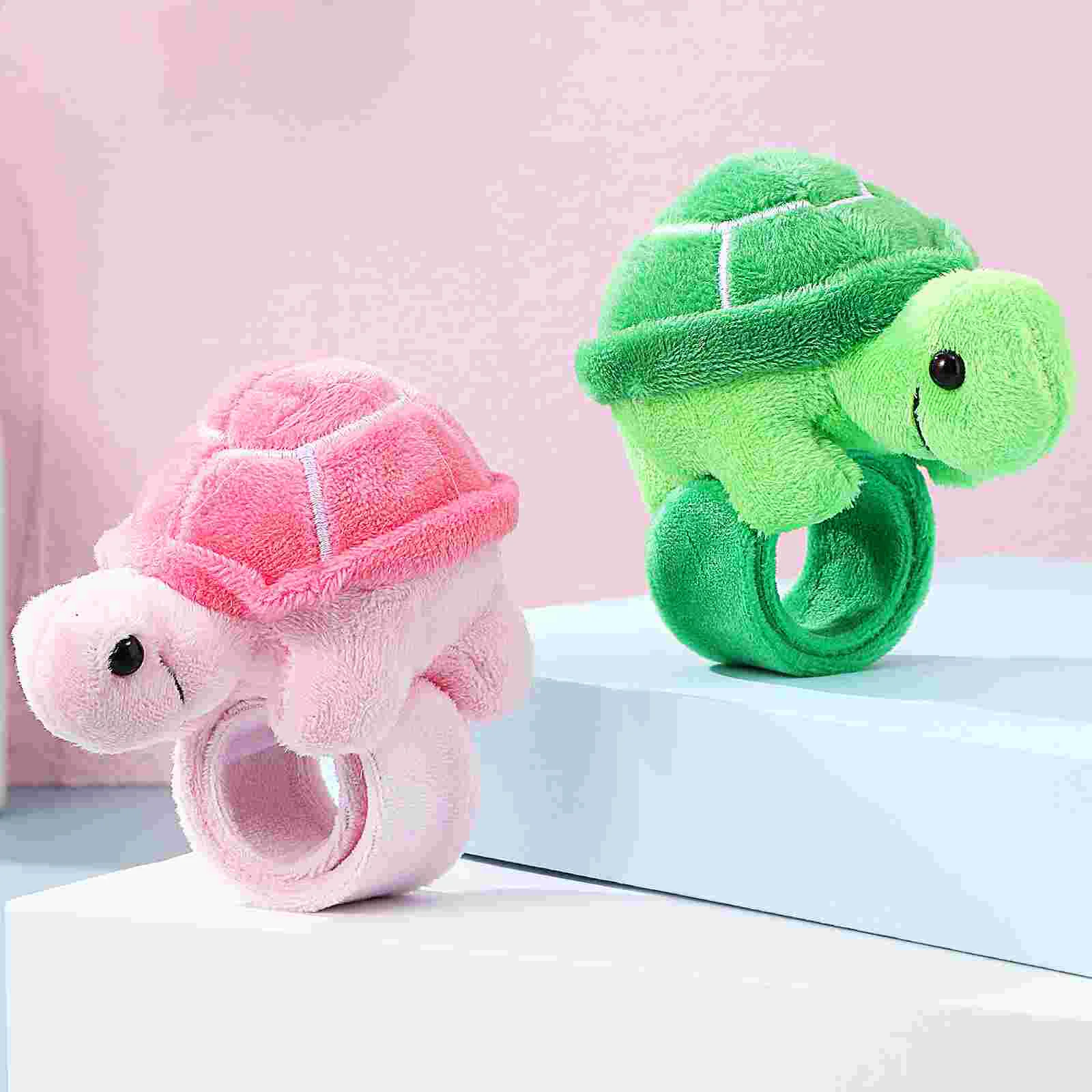 2 Pcs Turtle peluche Snap Ring Rabbit Toys cinturini da polso Slap bracciali patch Band Papa Circle Pp Cotton For Decor Lovers