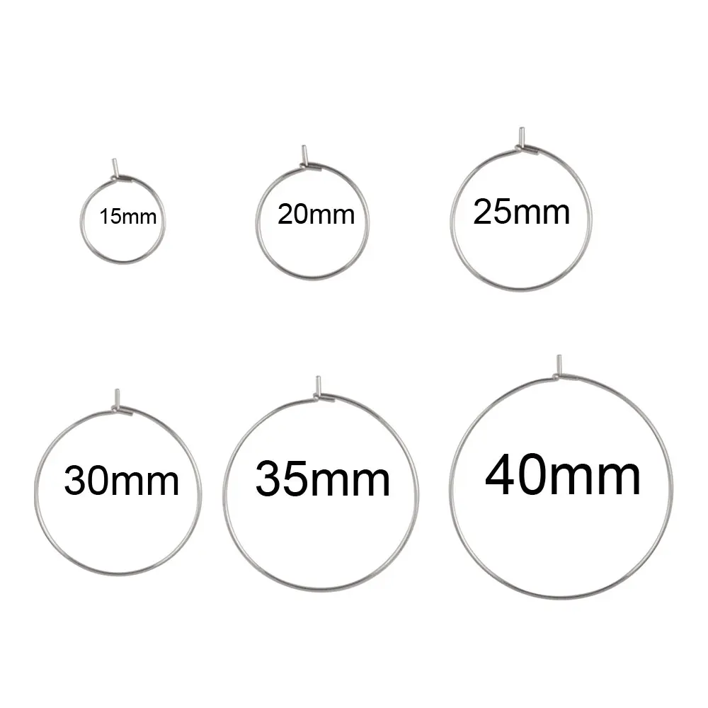 20 unids/lote 15mm 20mm 25mm 30mm 35mm pendientes aro grandes acero inoxidable suministros para hacer pendientes gancho DIY bisuteria Materiales