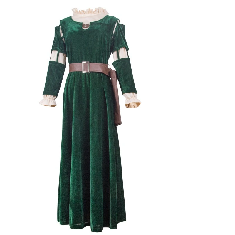 slim fit dress slacks Brave Merida Classic Velvet Cosplay Costume with Boning / Combination Lace Tie main image 0