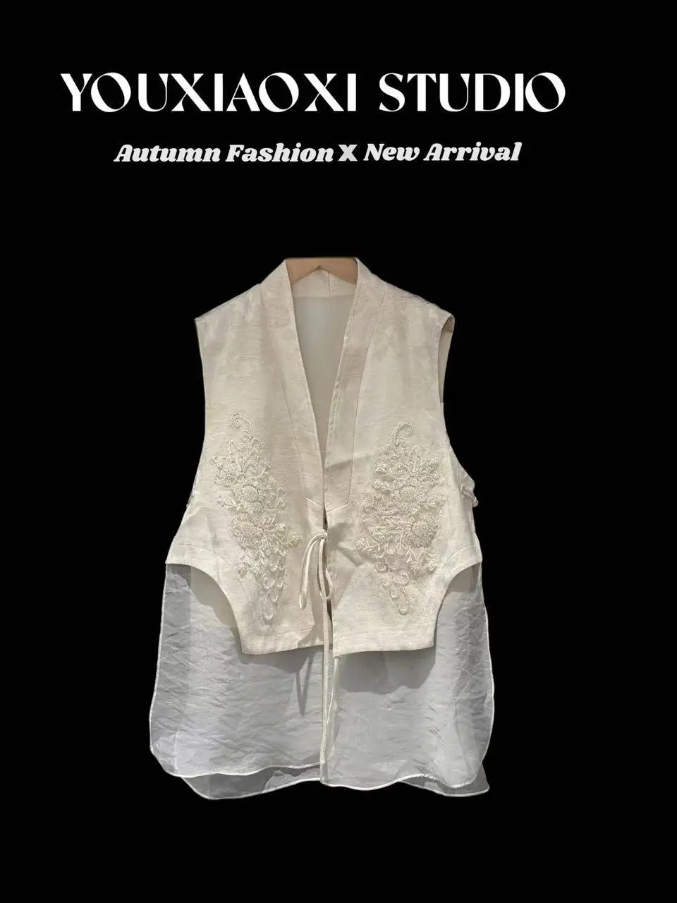 

Youxiaoxi Heavy Industry Embroidery Patchwork Vest Commute Sle V-ne Polyester Fiber 00% Pure Color Spring Season