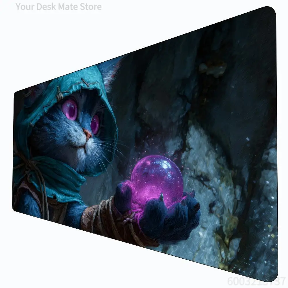 Mysterious Cat Fortune Teller MTG Playmat Magic Card Battle Mat Non-Slip Durable Commander Playmat Board Game Mat for TCG