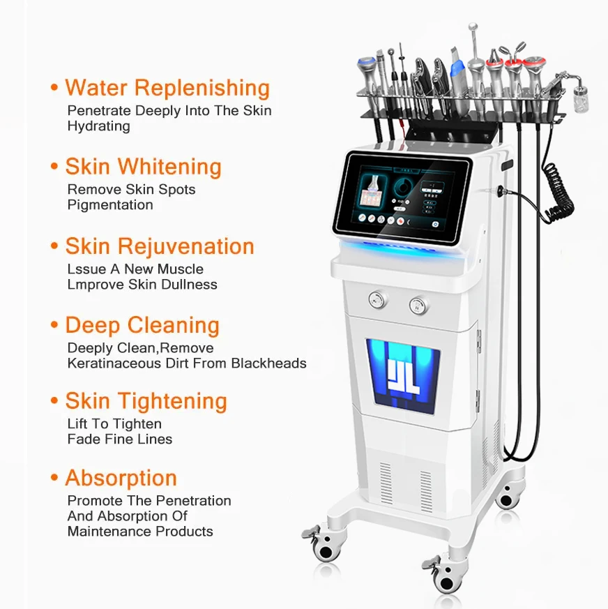 13 in 1 Facial Spa Hydra Dermabrasion Magic Bubble Cleaning Oxygen Jet Aqua Peel Deep Hydrating Newest Skin Management Machine