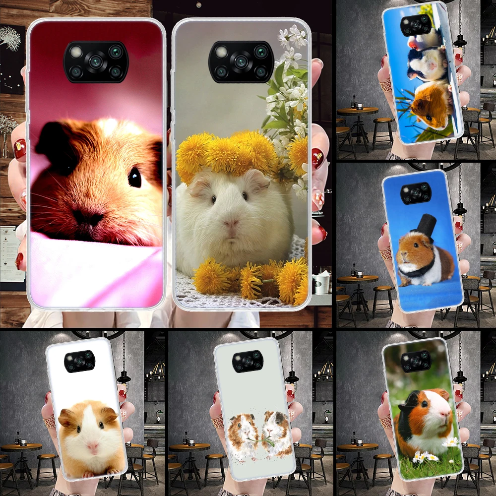 Guinea Pig Cute Animal Pet Blue Phone Case For Xiaomi Poco X5 X6 X7 X3 X4 Nfc F6 F5 Pro F4 F3 M5S M5 M4 M3 X7Pro X6Pro Cover Coq