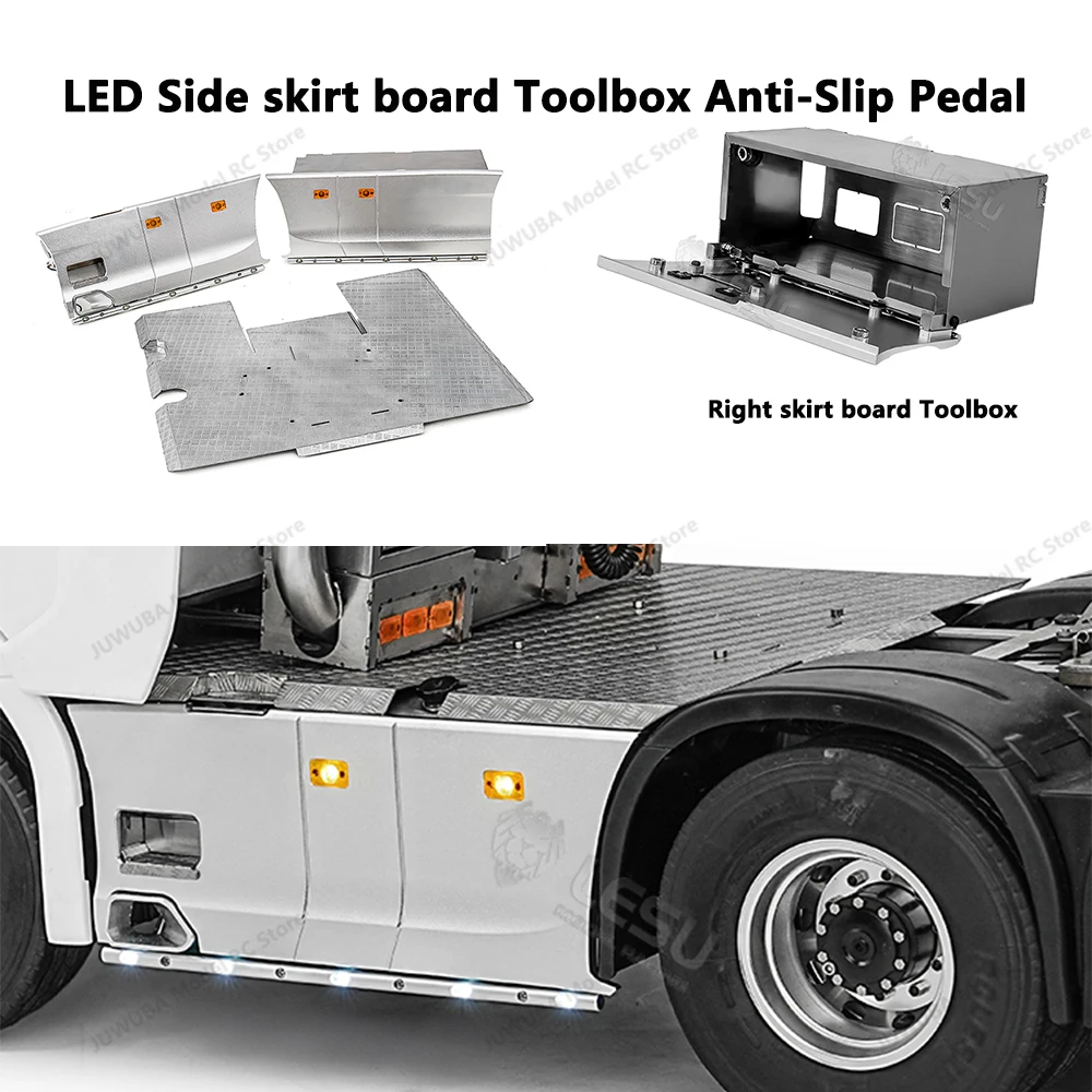 LESU1/14 RC Side skirt lamp board Side toolbox Anti-Slip plate for Tamiya Rc Truck Scania 770S 6X4 56368 8X4 56371 Upgrade Parts