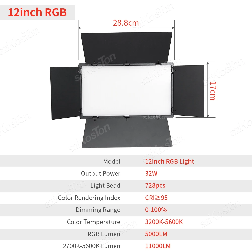 U800 RGB LED Video Light Photo Studio Lamp Bi-Color 3200K-5600K Dimmable with Tripod Stand Remote for Video Recording