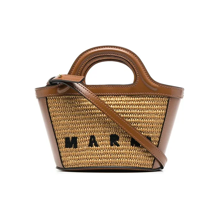 Bolso de mano MARNI TROPICALIA de cuero vacuno, bandolera, de un solo hombro, mini, para mujer, color marrón BMMP0067Q0-P3860-00M50