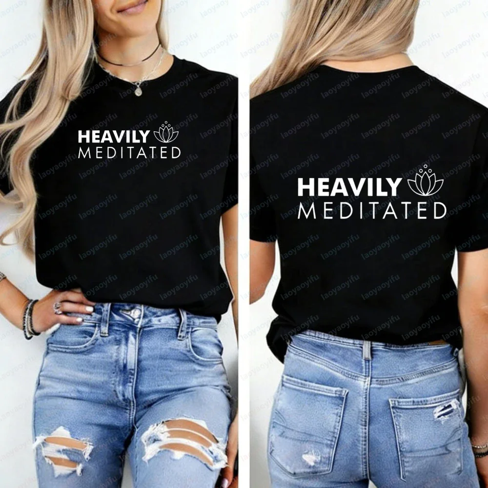 Meditation Yoga Yogi Lotus Lotus Flower TShirt Heavily Meditated Namaste Yogi Women Shirt Oversized T Shirt Vintage Clothes Tops