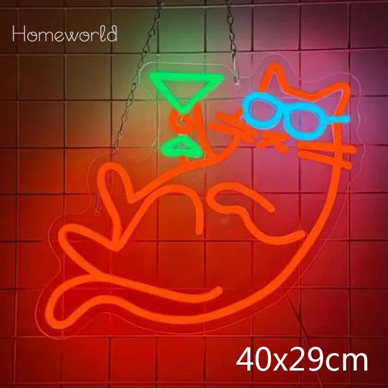 

Cat Beer Neon Sign Funny Cocktail Martini USB Dimmable LED Neon Light for Pub Party Dinning Room Bar Home Decoration Gift