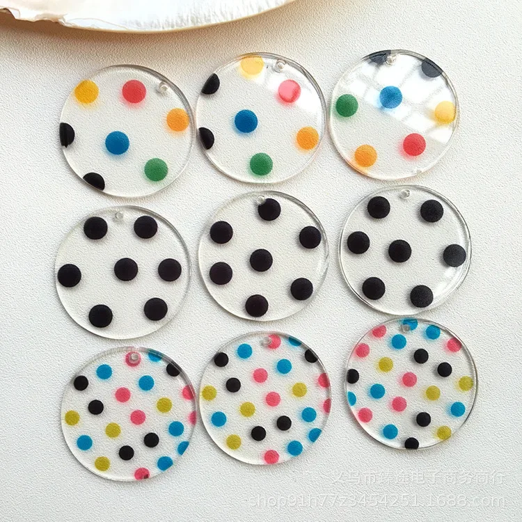 5pcs retro geometric round color polka dot round Flat Back Resin Cabochons Scrapbooking DIY Jewelry Craft Decoration Accessories