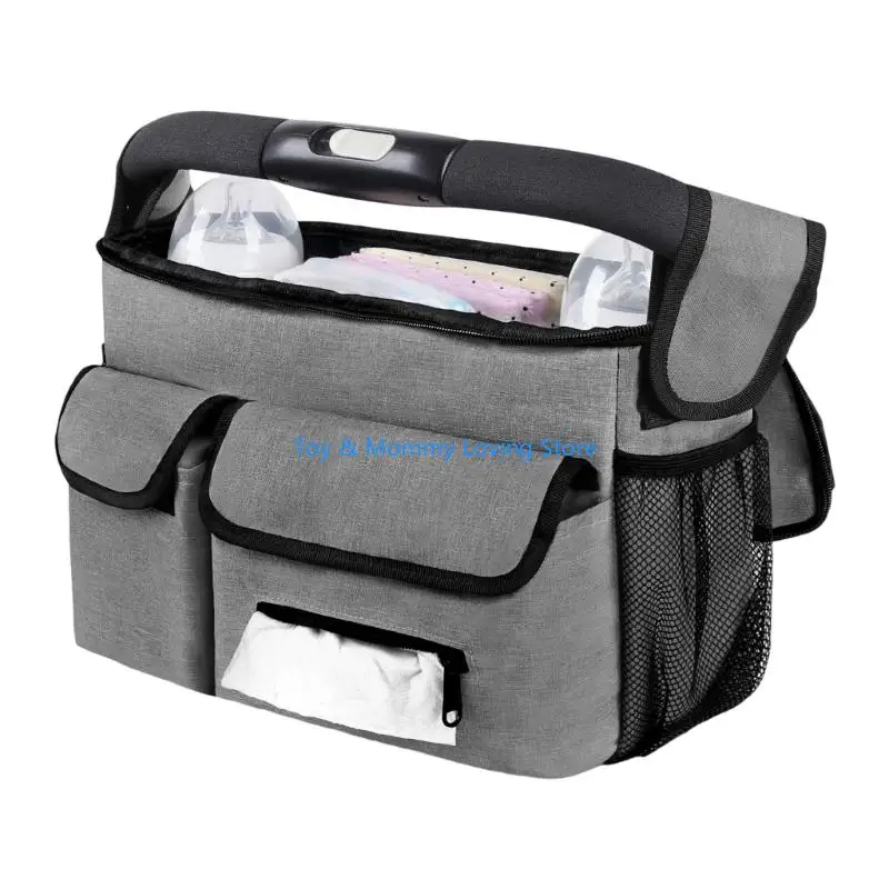 حقيبة تعليق لعربات الأطفال الأنيقة Y1QF بأشرطة قابلة للتعديل تناسب معظم عربات الأطفال