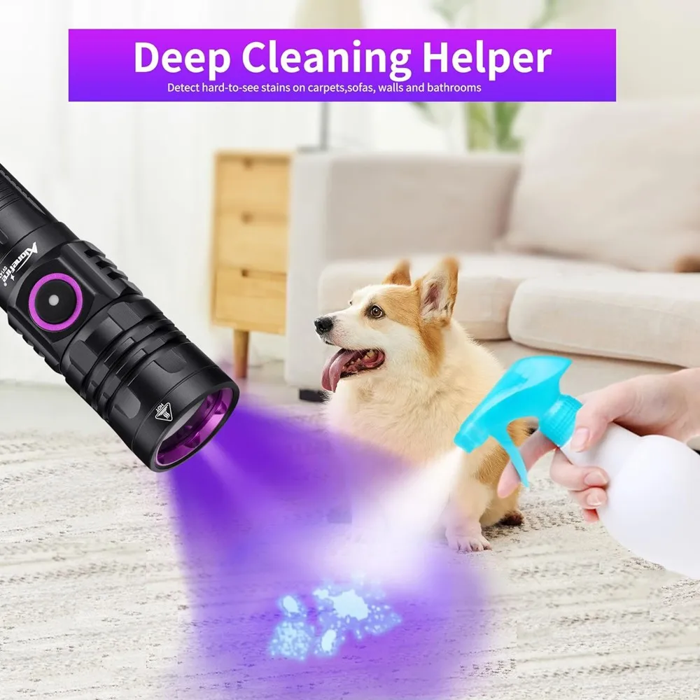 3x365nm/395nm UV LED Taschenlampe Hochleistungs-Schwarzlicht USB wiederaufladbar CatDog Pet Stain Tinea UV-Kleber Aushärtung Skorpion Lampe Taschenlampe