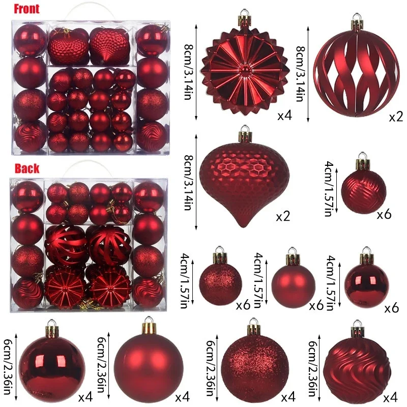 

Box Tree Party Decorations Hanging Balls 48 PCS Christmas Baubles Set Hand-Painted Colorful Ornaments Holiday Gift Pendant New
