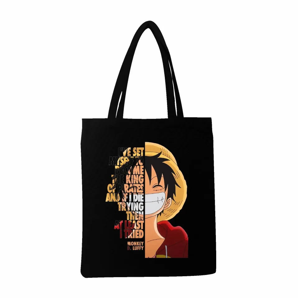 Cute Anime Monkey D Luffy Roronoa Zoro Women One Piece Canvas Bag Shoulder Handbag Tote Eco Shopper Reusable Cotton Shopping Bag