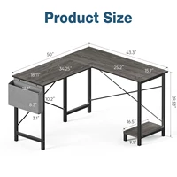 JHK Gaming Corner 50 Inch Office Writing PC Wooden Table with CPU Storage Shelf & Side Bag for Home Office Bedroom Small Space 5