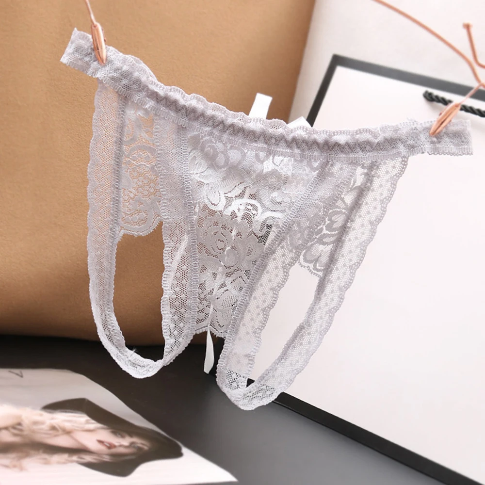 Celana dalam Thong selangkangan terbuka wanita seksi celana dalam G-string tembus pandang untuk perspektif seks Lingerie Erotis
