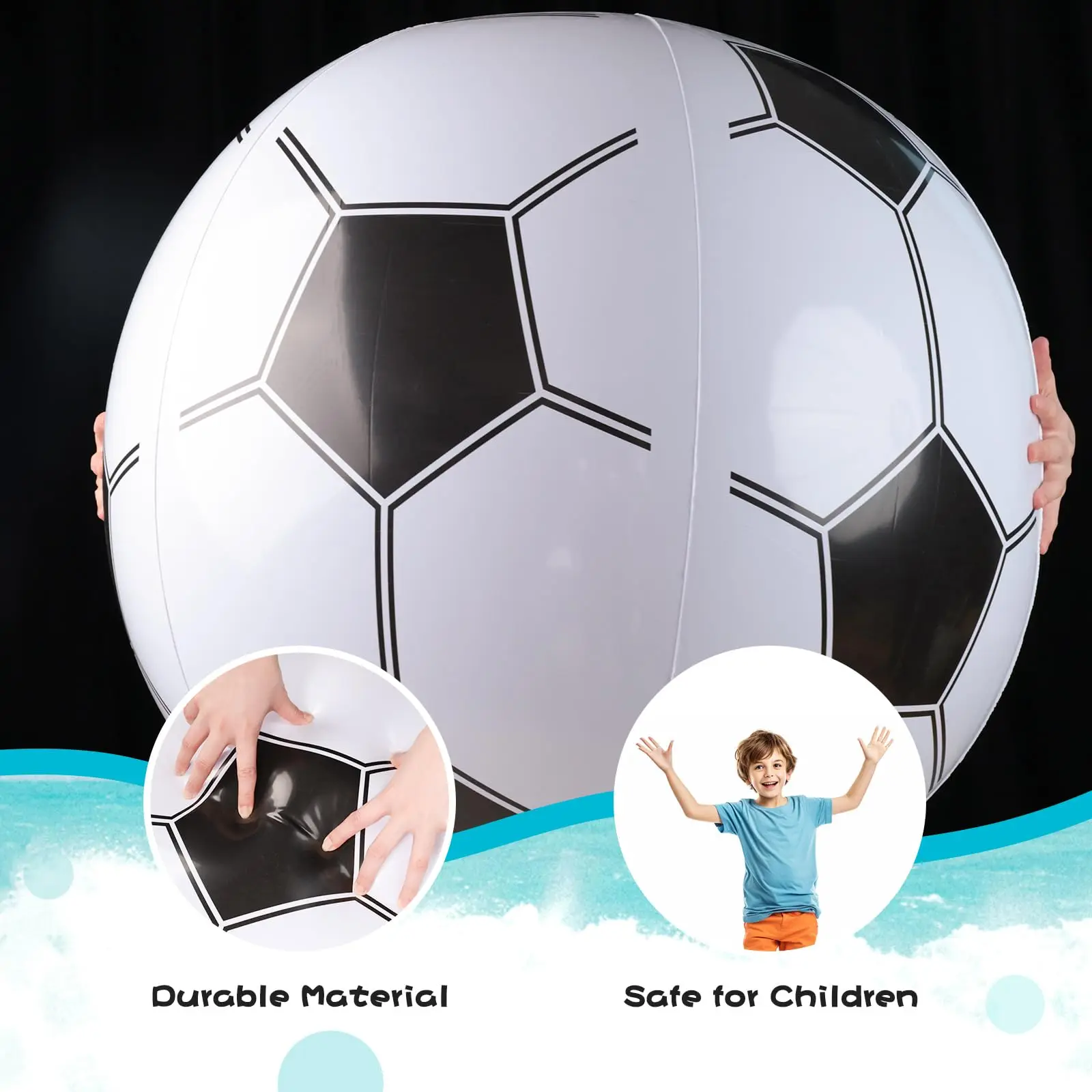 Balón de fútbol de playa inflable para niños, juguete de juego de piscina grande, 27 pulgadas