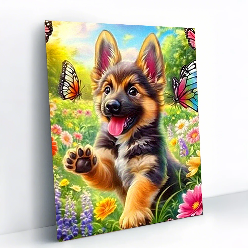 AZQSD 5D Diy Diamond Painting Dog Animal Flower Hobby Creative Picture Rhinestones Full Square Round Drill Home Art Craft