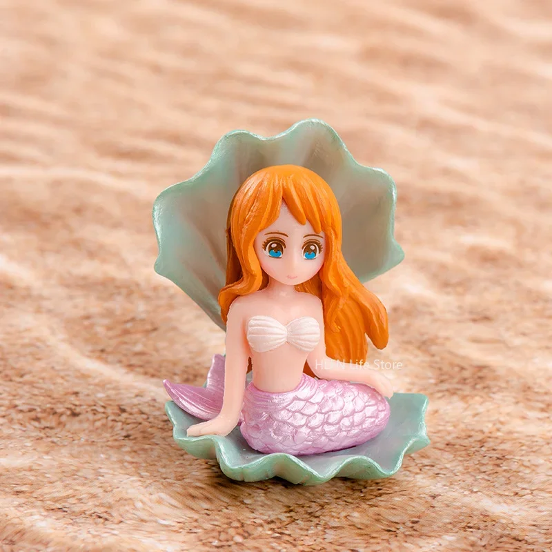 Mini Cute Shell Mermaid Small Statue Whale Tail Dolphin Castle Model Ornament Crafts Baby Ocean Animals Toy Bath Toy Kids Gifts