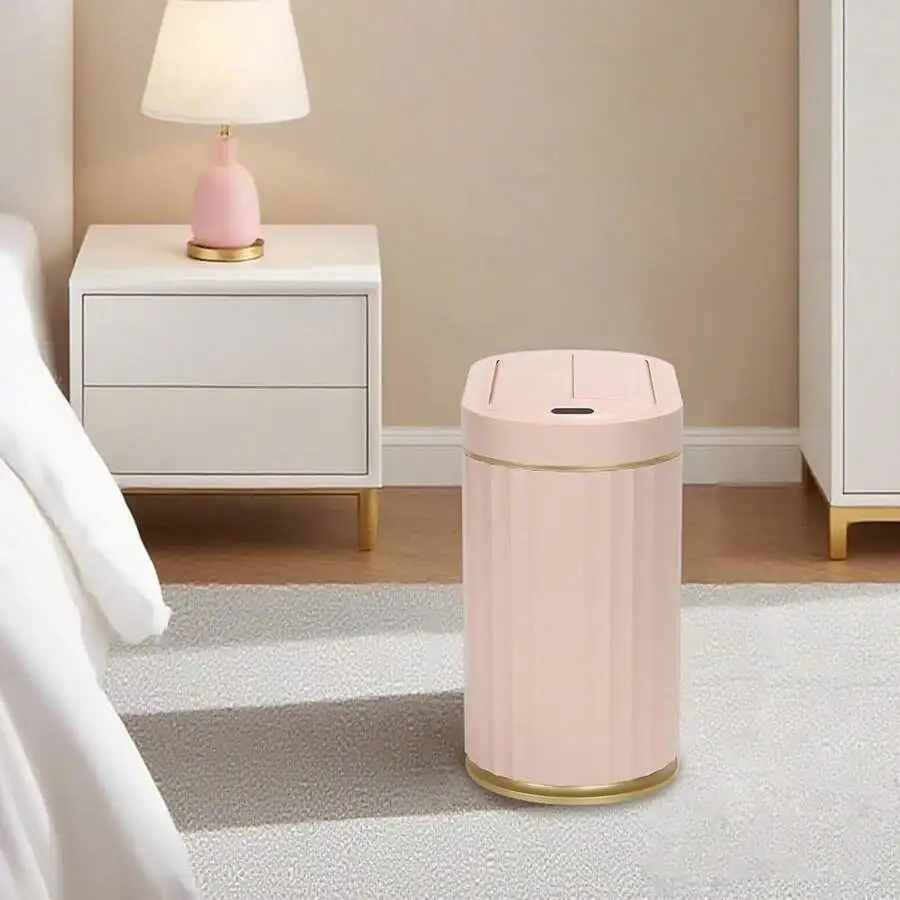 

Automatic Sensor Trash Can With Lid 2 Gallon Slim Waterproof Garbage Bin For Bedroom Kitchen Living Room Pink