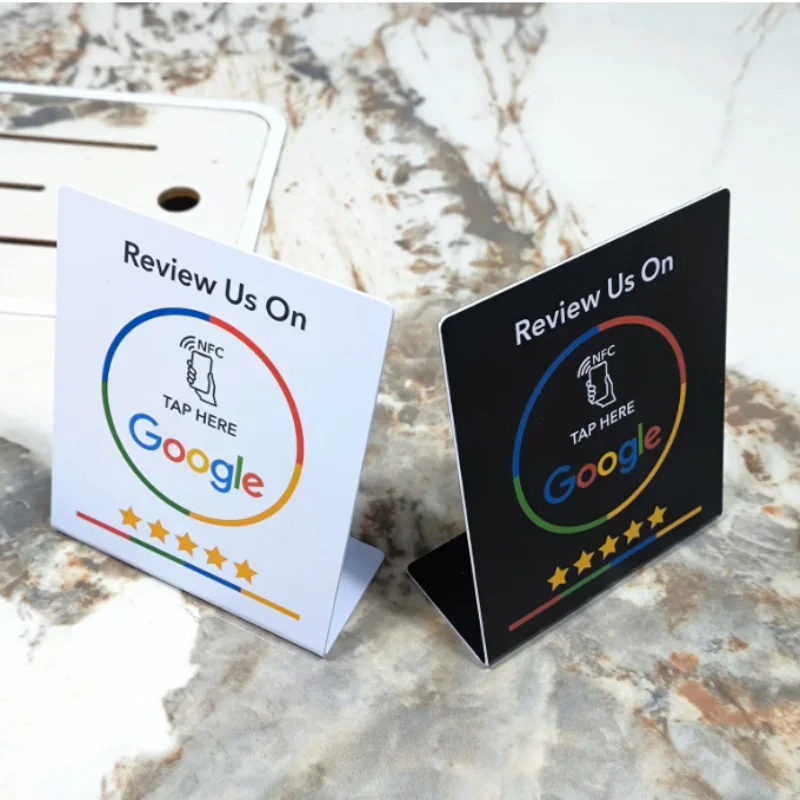 13,56 MHz programmierbare Google Review Card NFC-Stationstisch NFC Google Reviews Display Biegekarte stehende Markenhalterung