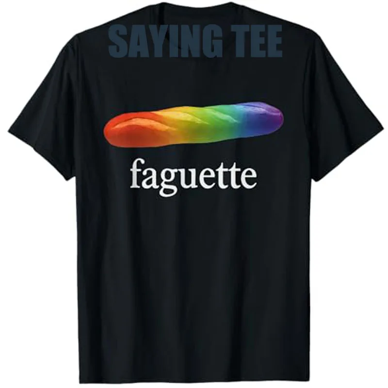 Cute Funny Baguette Rainbow Faguette LGBT Pride Month T-Shirt Y2k Design LGBTQ Support Gay Pride Graphic Saying Tee Novelty Gift