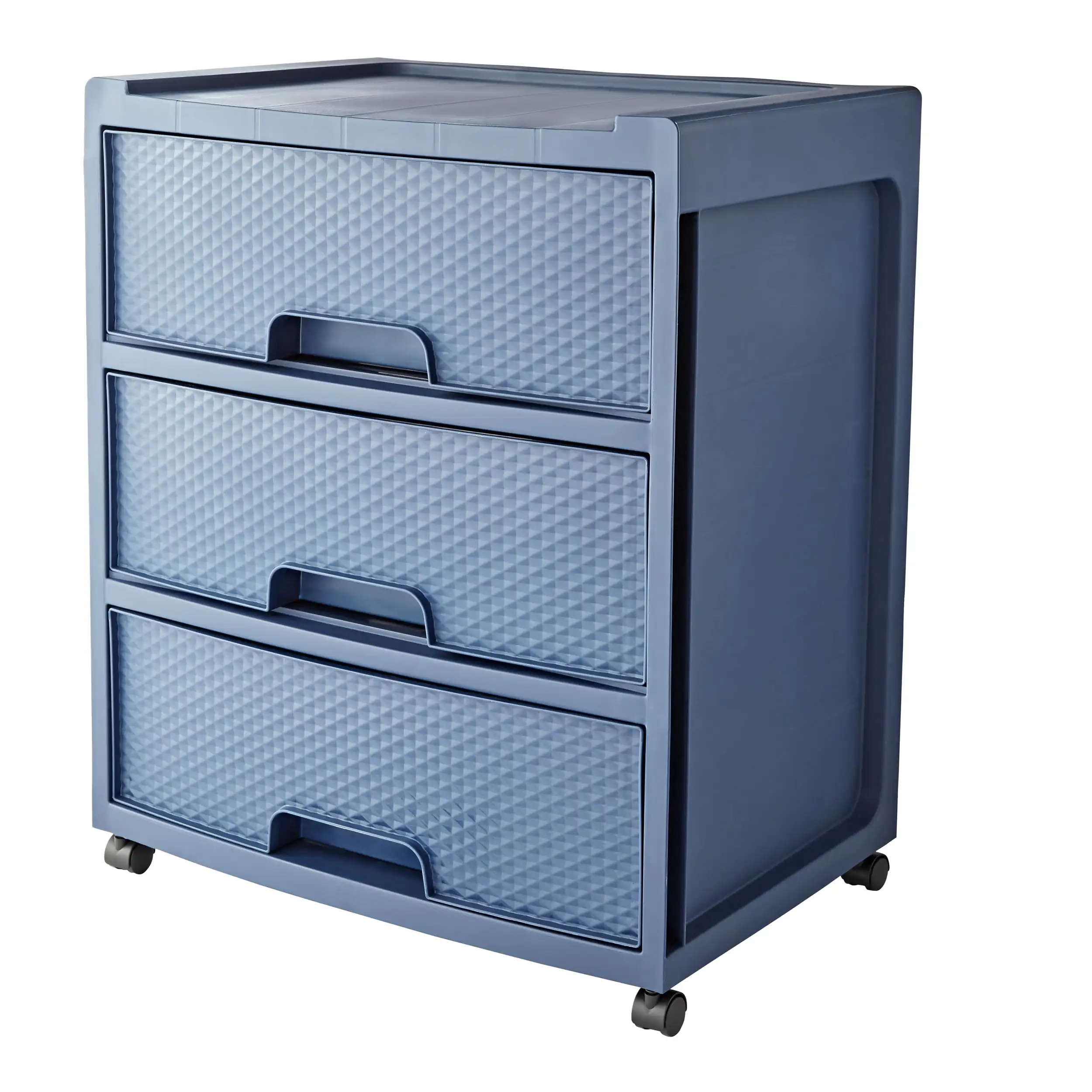 

Mainstays 3 Drawer Wide Diamond Plastic Storage Cart, Cove Blue