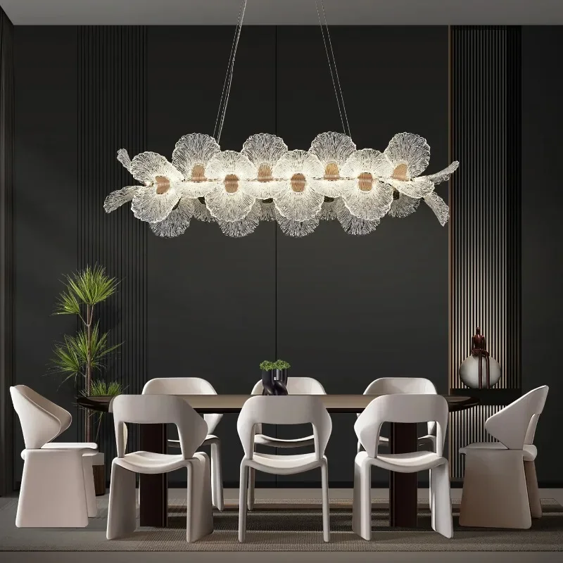 

Crystal Flower Chandelier for Dining Room Living Room Exhibition Hall Hanging Artistic Pendant Lights Indoor Lighting Home Decor
