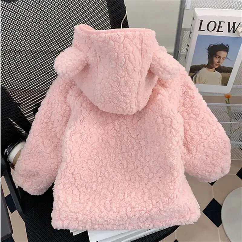 Manteau en peluche épaissie pour bébé et fille, pardessus en poils d'agneau occidental pour enfants, automne et hiver, nouveau