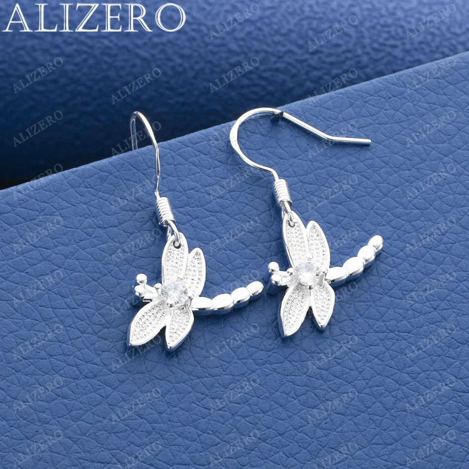 

ALIZERO 925 Sterling Silver Dragonfly Drop Earrings For Women Jewelry Fashion Elegant Party Engagement Accessories